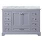 Lexora Home Dukes 48" Single Bathroom Vanity in Dark Grey with 2 cm White Carrara Marble Top and Rectangular Sink, , large