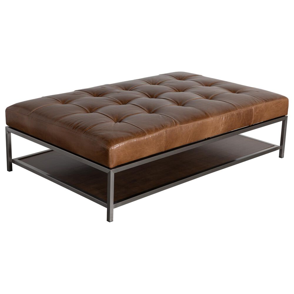 Jonathan Louis Randall Estate Leather Ottoman in Echo Umber NFM