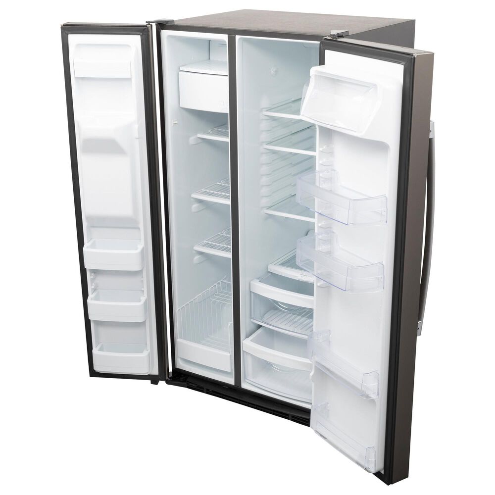 GE Appliances 23 Cu. Ft. Side by Side Refrigerator with External Dispenser in Fingerprint Resistant Slate, , large