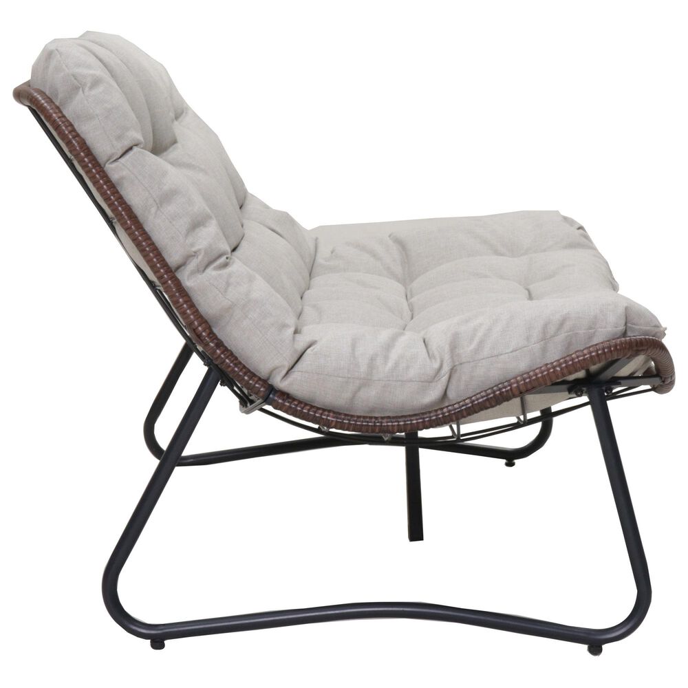 Hearth and Haven Outdoor Glider Loveseat with Cushion and Brown Wicker in Gray, , large