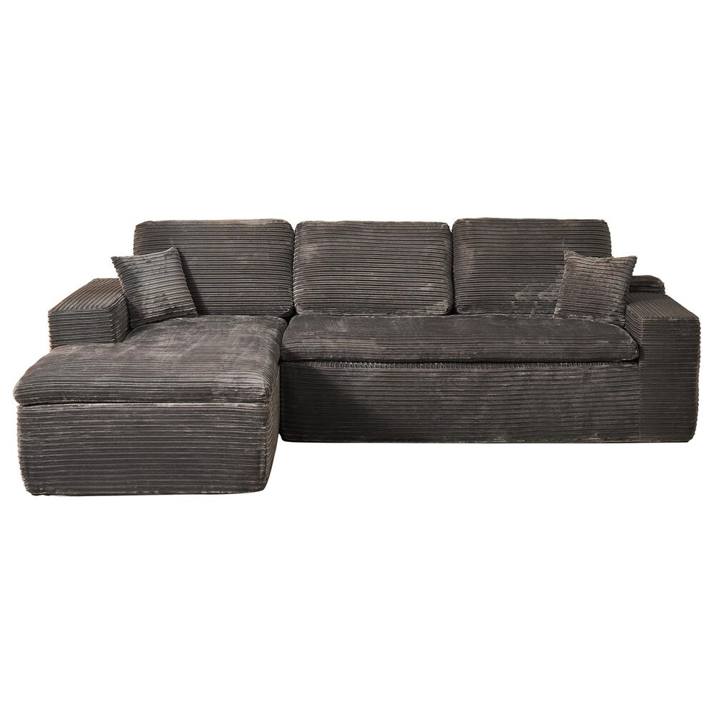 HOMLUX 2-Piece Stationary Left-Facing Chaise with Loveseat and Corduroy Fabric Upholstery in Grey, , large