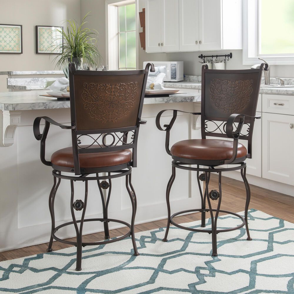 Linon Home Decor Beatrix Swivel Counter Stool in Bronze, , large