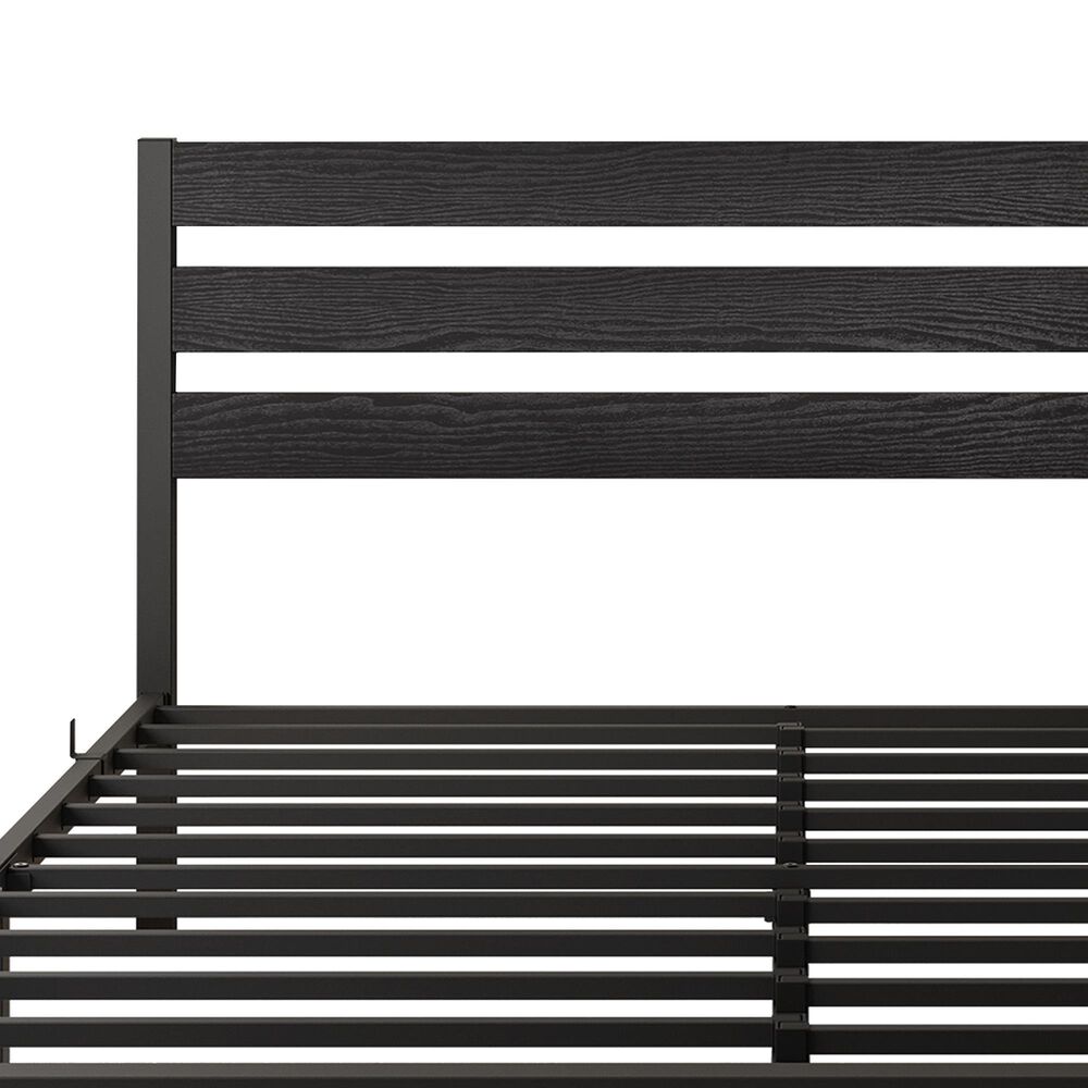 Hearth and Haven Queen Platform Bed Frame with Wood Headboard in Black, , large
