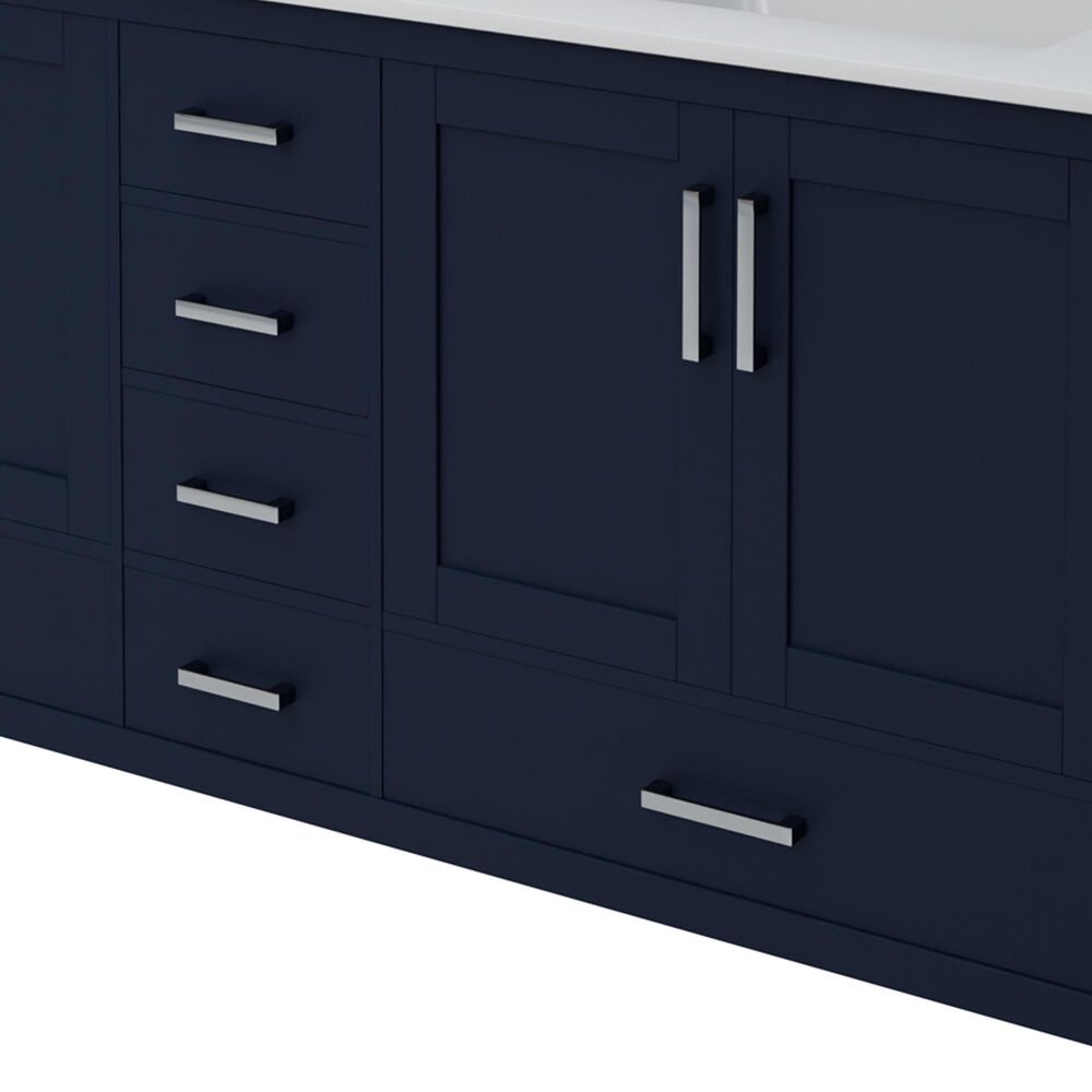 Lexora Home Jacques 84" Double Bathroom Vanity in Navy Blue with 2 cm White Cultured Marble Top and Rectangular Sinks, , large