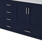 Lexora Home Jacques 84" Double Bathroom Vanity in Navy Blue with 2 cm White Cultured Marble Top and Rectangular Sinks, , large