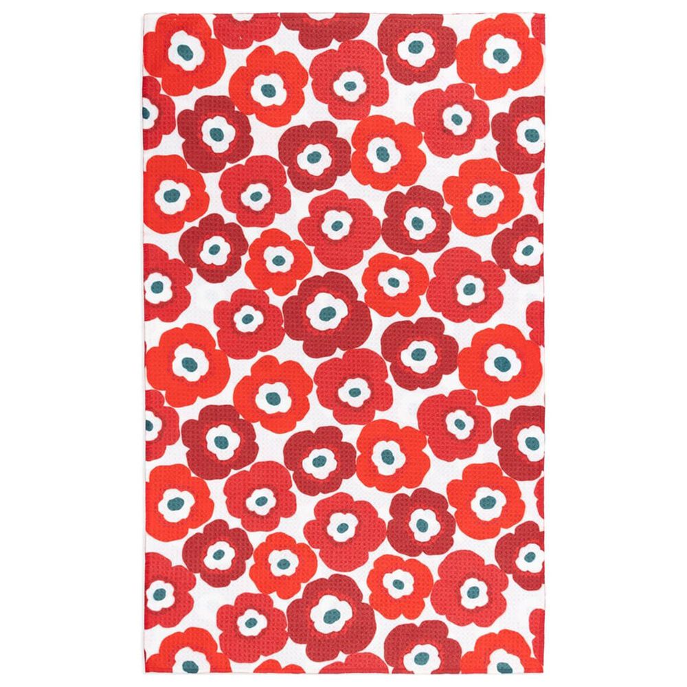 MuKitchen Vibe Dish Towel in Poppy Fields and White, , large