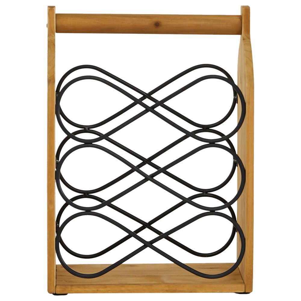 Maple and Jade 15&quot; Rustic Wood Wine Rack in Brown and Black, , large