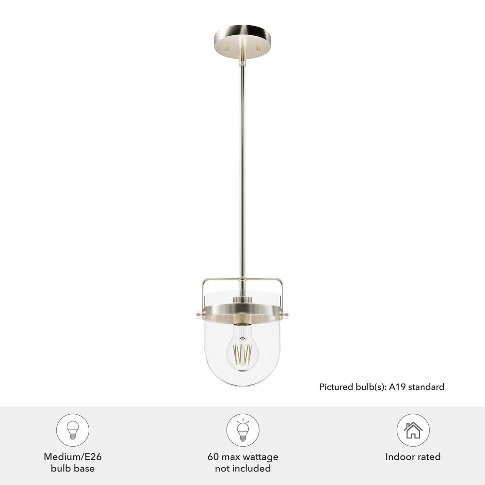 Hunter Karloff 1-Light Pendant in Brushed Nickel, , large