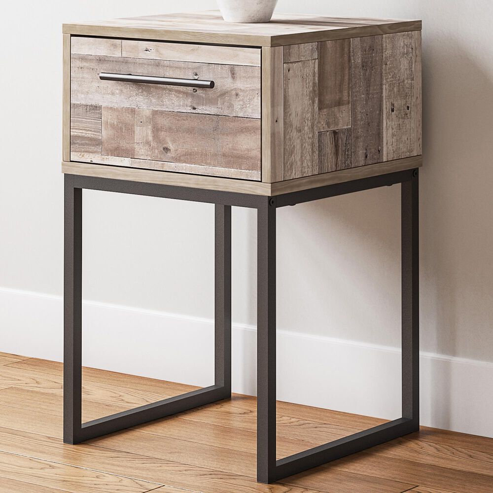 Ashley Neilsville 1-Drawer Nightstand in Whitewash and Dark Brown, , large