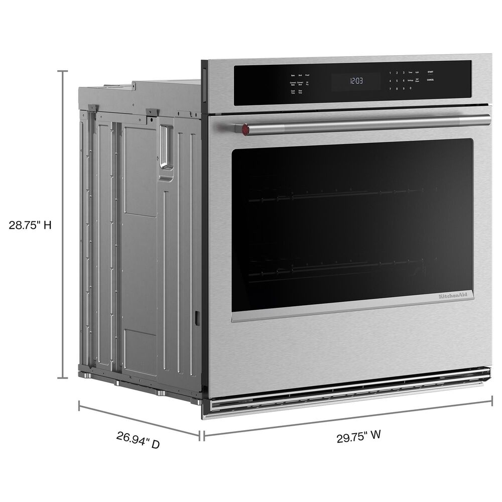 KitchenAid 30&quot; Single Wall Oven with Air Fry Mode in PrintShield Stainless, , large