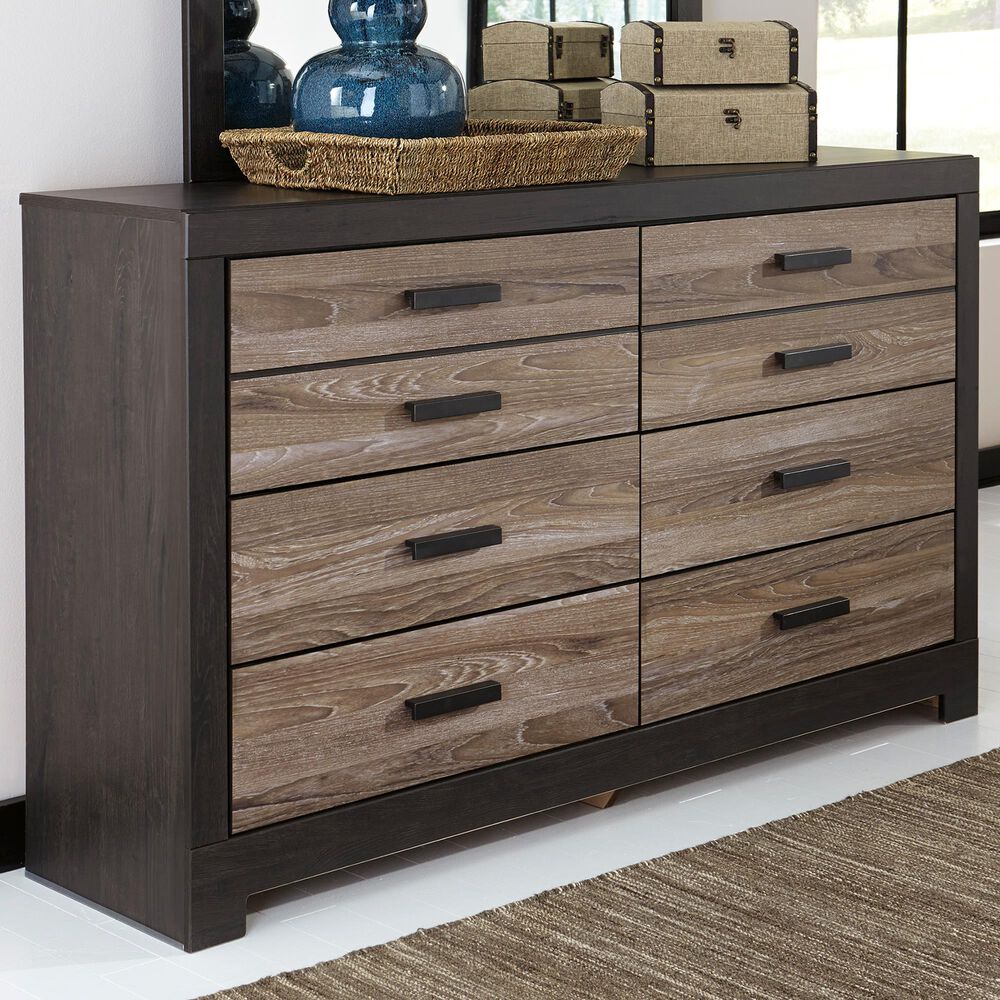Signature Design by Ashley Harlinton 6 Drawer Dresser in Warm Gray and Charcoal, , large