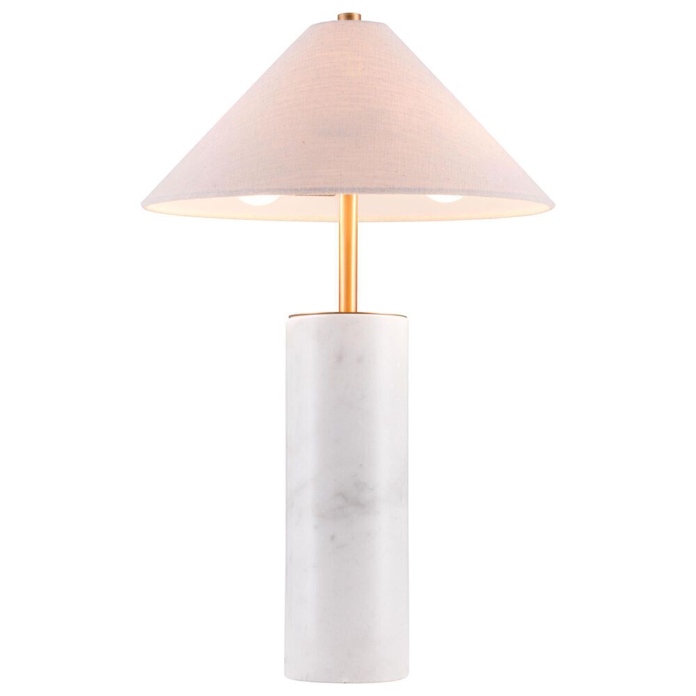 Zuo Modern Ciara Table Lamp in White Marble and Brass, , large