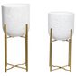Maple and Jade Dome Speckled Planter with Removable Stand in Matte White, Black and Gold (Set of 2), , large