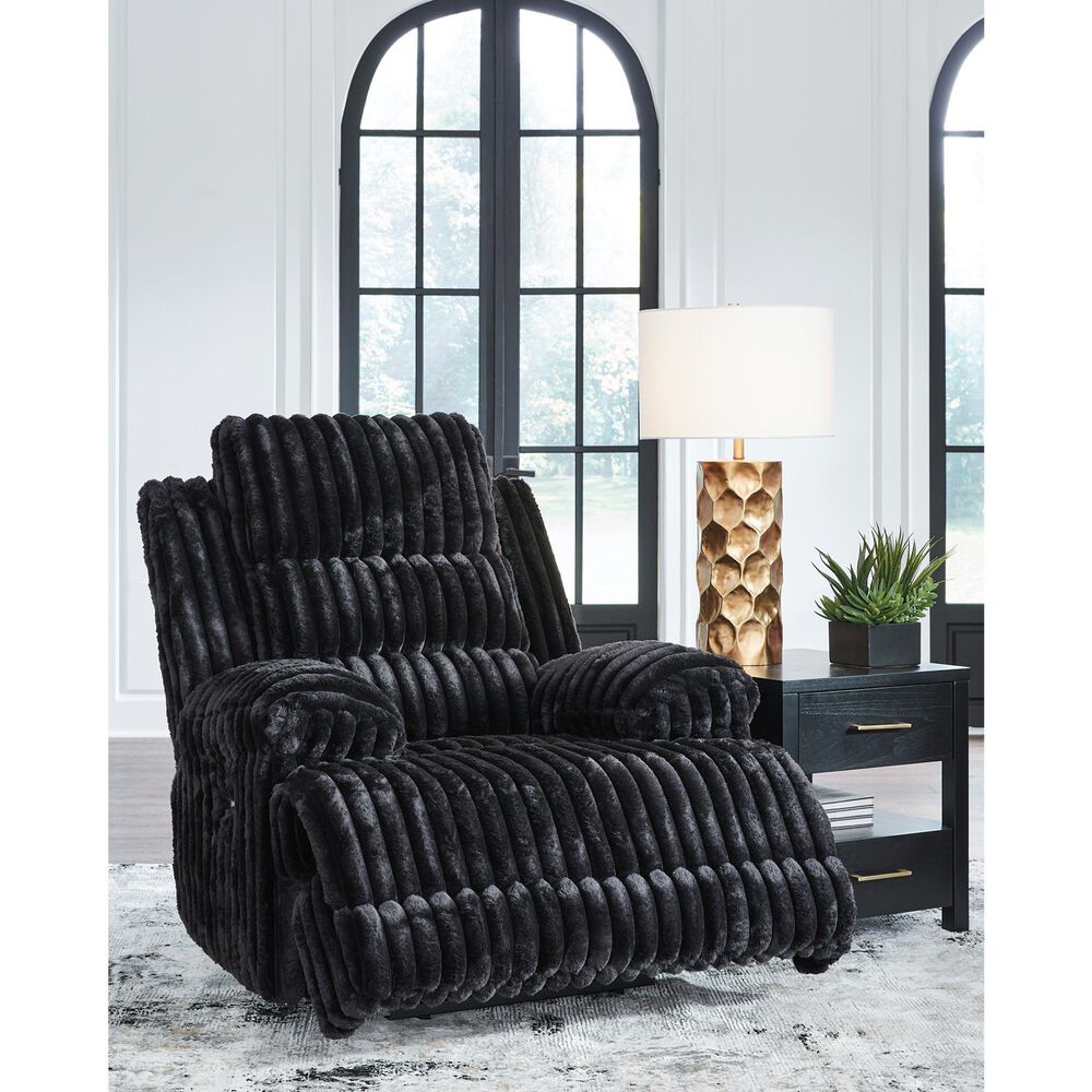 Ashley Rhines Falls Zero Wall Power Recliner in Onyx, , large