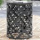 Hearth and Haven Large Iron Patio End Table with Floral Pattern in Black, , large