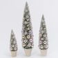 The Gerson Company 3-Piece Potted Holiday Bottle Brush Trees with Ornaments Set in Silver and Lavender Pink, , large