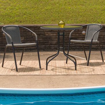 Flash Furniture 3-Piece Glass and Metal Round Table Set in Gray and Black, , large
