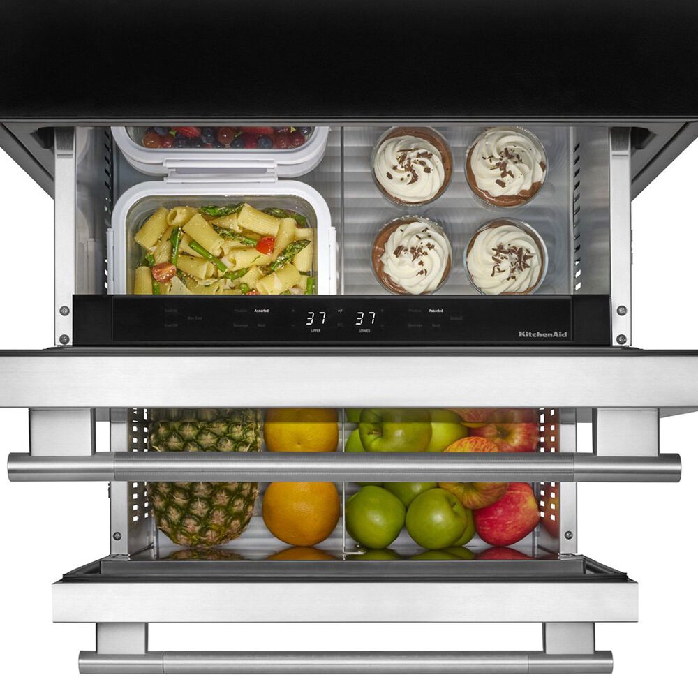 KitchenAid 4.4 Cu. Ft. Undercounter Double-Drawer Refrigerator in Black and Stainless Steel, , large