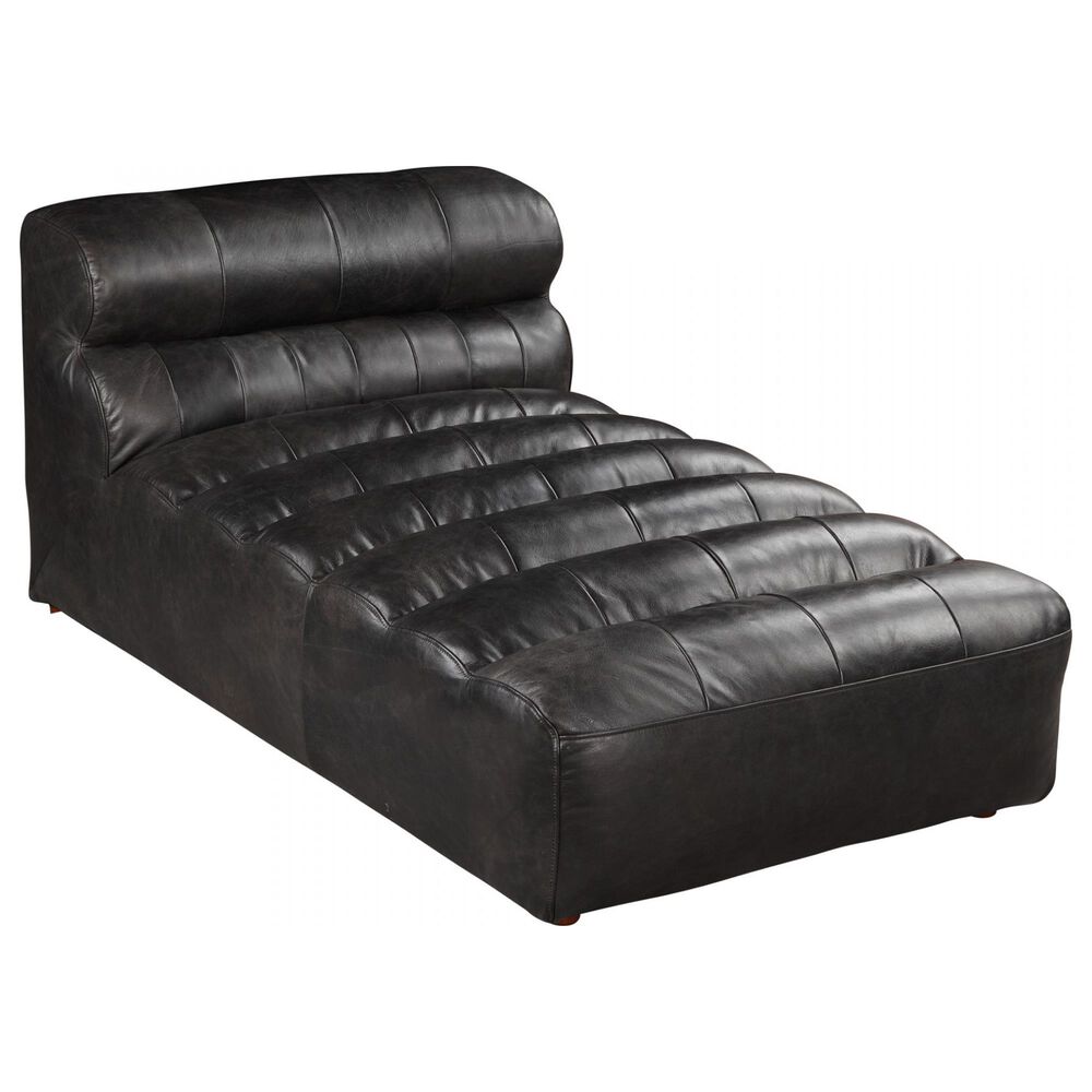 Moe"s Home Collection Ramsay Leather Chaise in Black, , large