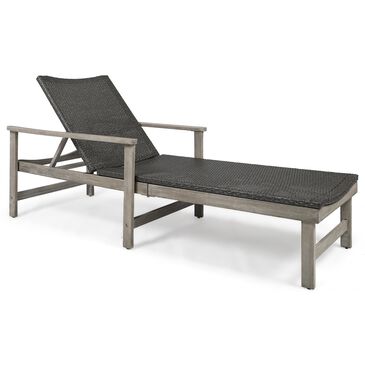 Noble House Hampton Patio Chaise Lounge in Light Gray and Mixed Black, , large
