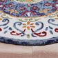 L&R Resources Sinuous Floral Medallion Mosaic 4" Round White, Green, Blue, Red and Orange Area Rug, , large