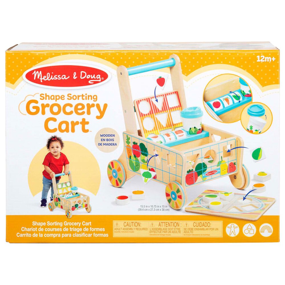 Melissa &amp; Doug Wooden Shape Sorting Grocery Cart, , large