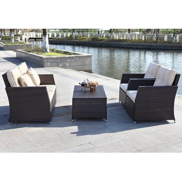 Safavieh Parry 4-Piece Outdoor Living Set in Brown and Beige, , large