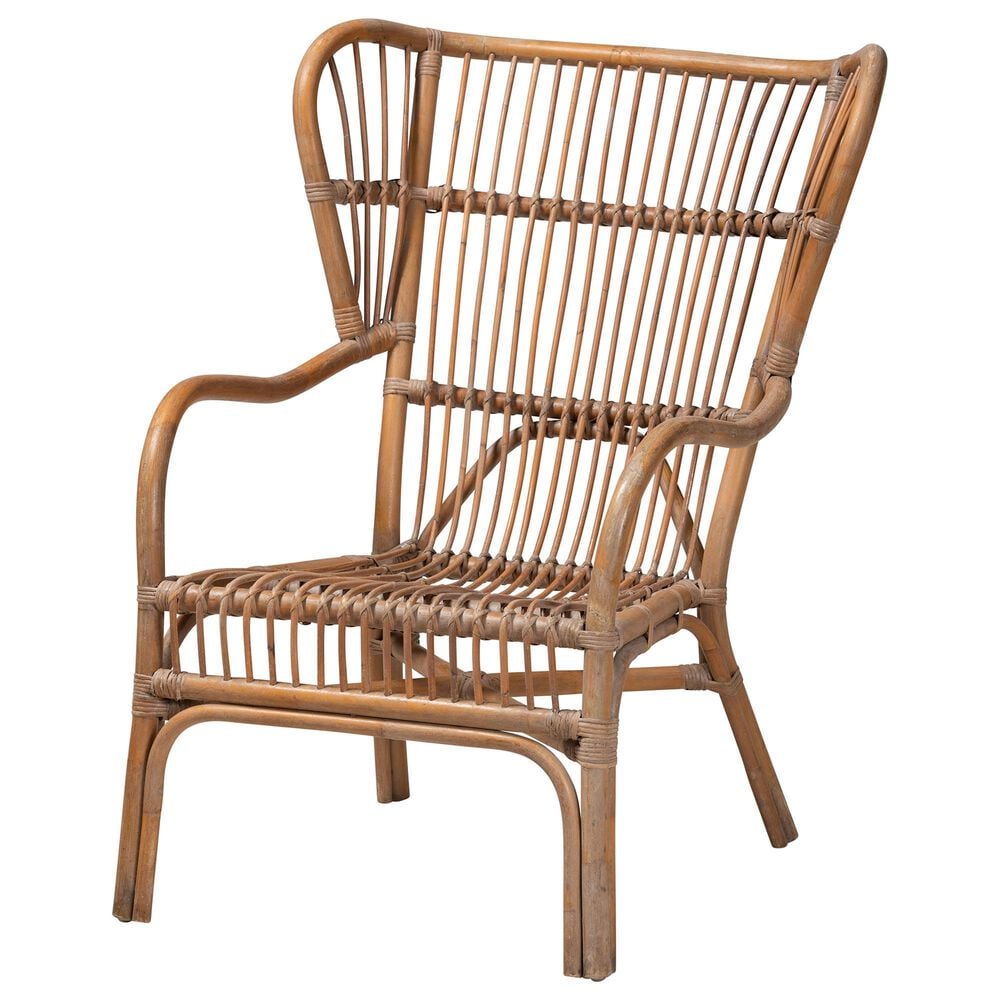 Baxton Studio Lamaria Rattan Arm Chair in Natural Brown Antique, , large