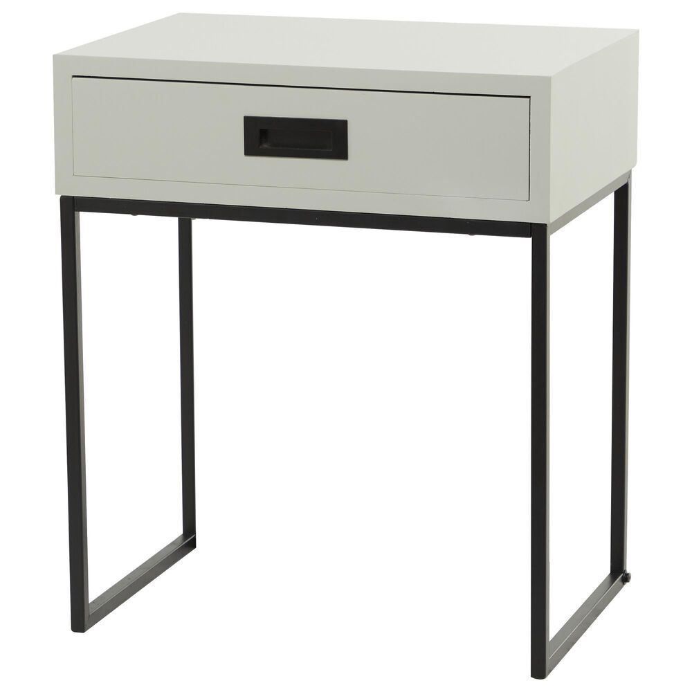 Maple and Jade 1-Drawer Accent Table in White and Black, , large