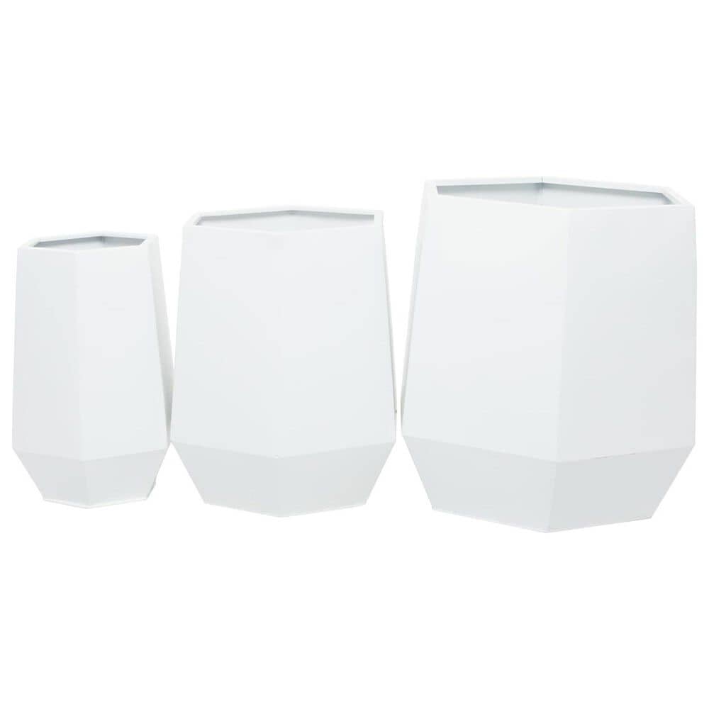 Maple and Jade Hexagon Planter in Satin White &#40;Set of 2&#41;, , large