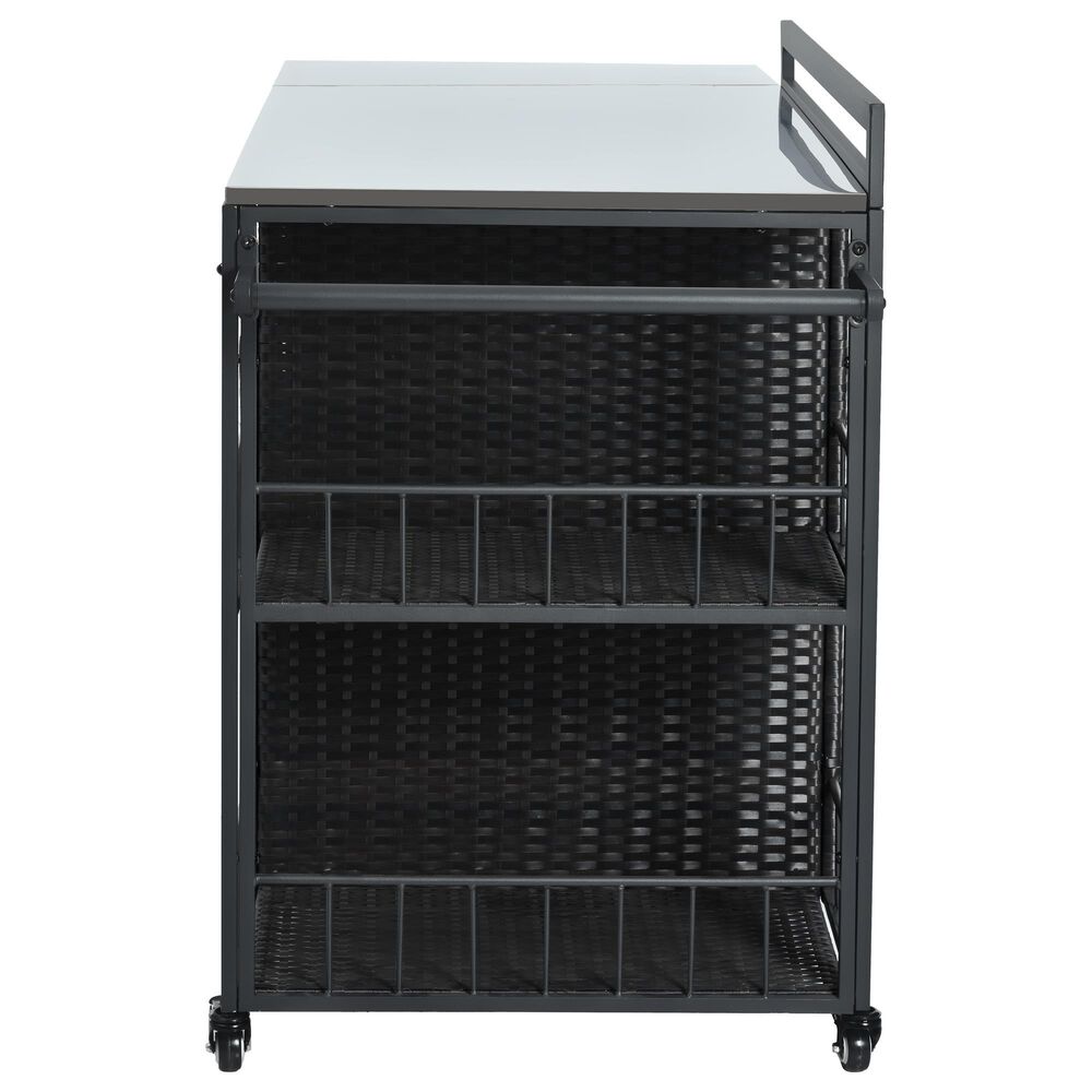 Hearth and Haven Patio Serving Cart in Dark Brown, , large