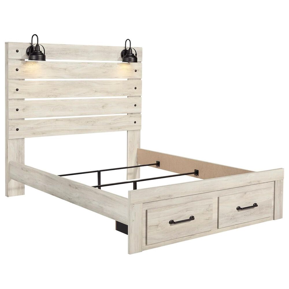 Ashley Cambeck Queen Storage Bed in Whitewash with Lighting, , large
