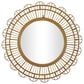 Maple and Jade 35" Handmade Woven Floral Wall Mirror with Beaded Accents in Brown, , large