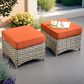 HOMLUX 2-Piece Outdoor Wicker Ottoman Set with Cushion in Orange, , large