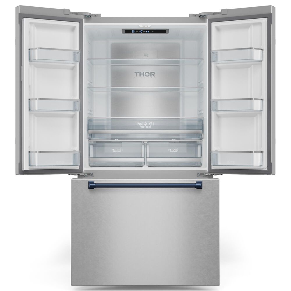 THOR KITCHEN Gordon Ramsay 20.3 Cu. Ft. Counter Depth French Door Refrigerator with Navy Blue Handle Kit in Stainless Steel, , large