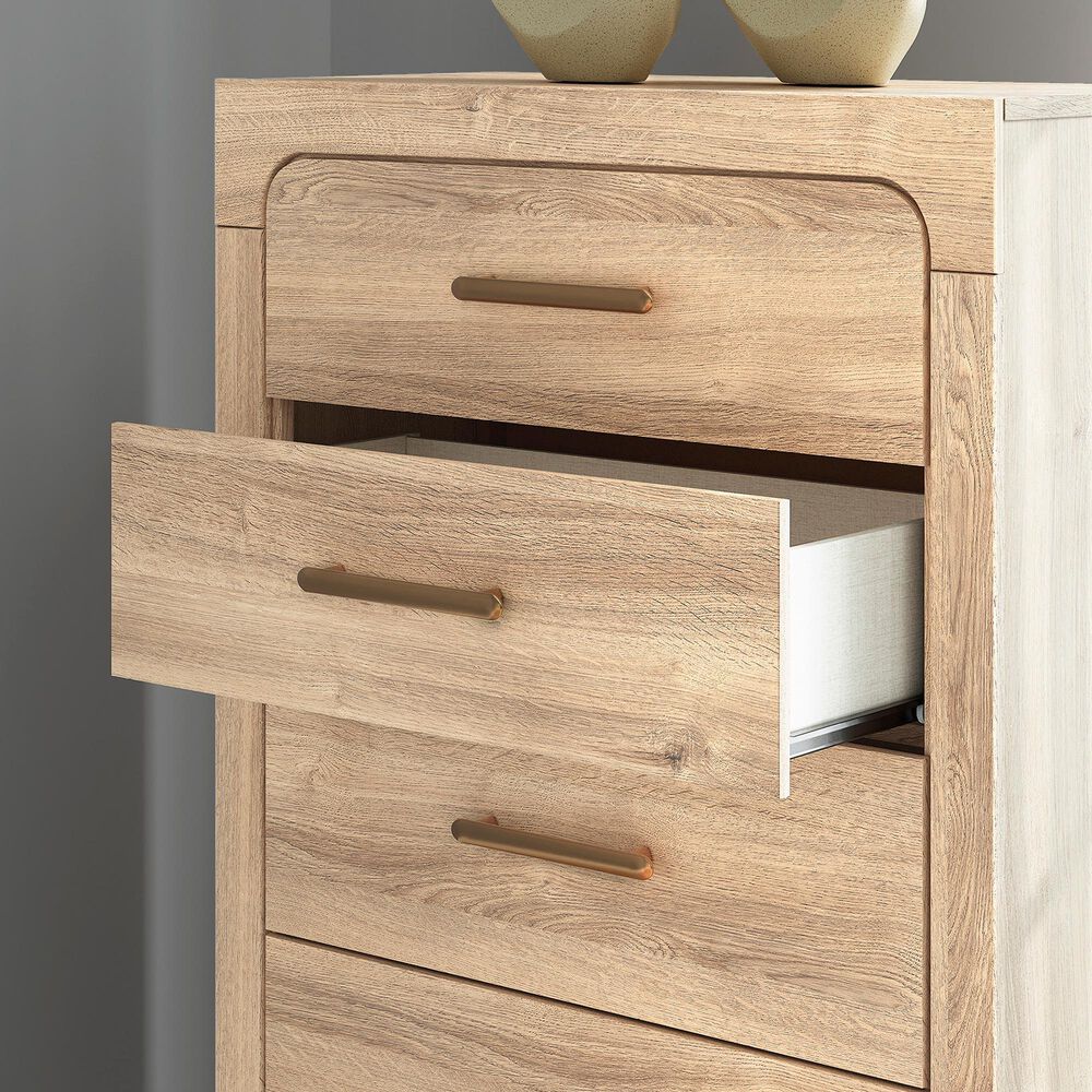 Ashley Kinlanni 5-Drawer Chest in Tan, , large