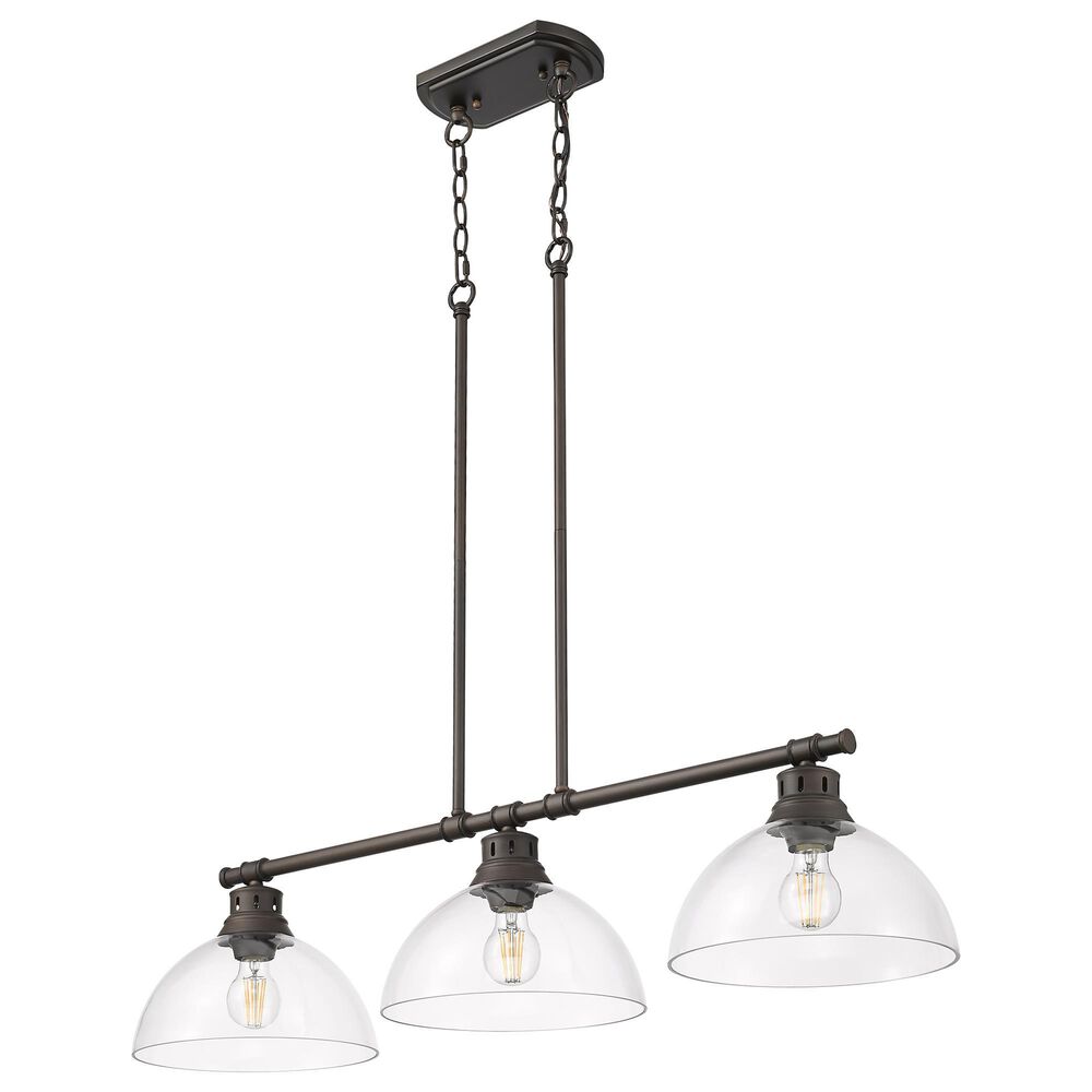 Golden Lighting Duncan 3-Light Pendant with Clear Shade in Rubbed Bronze, , large