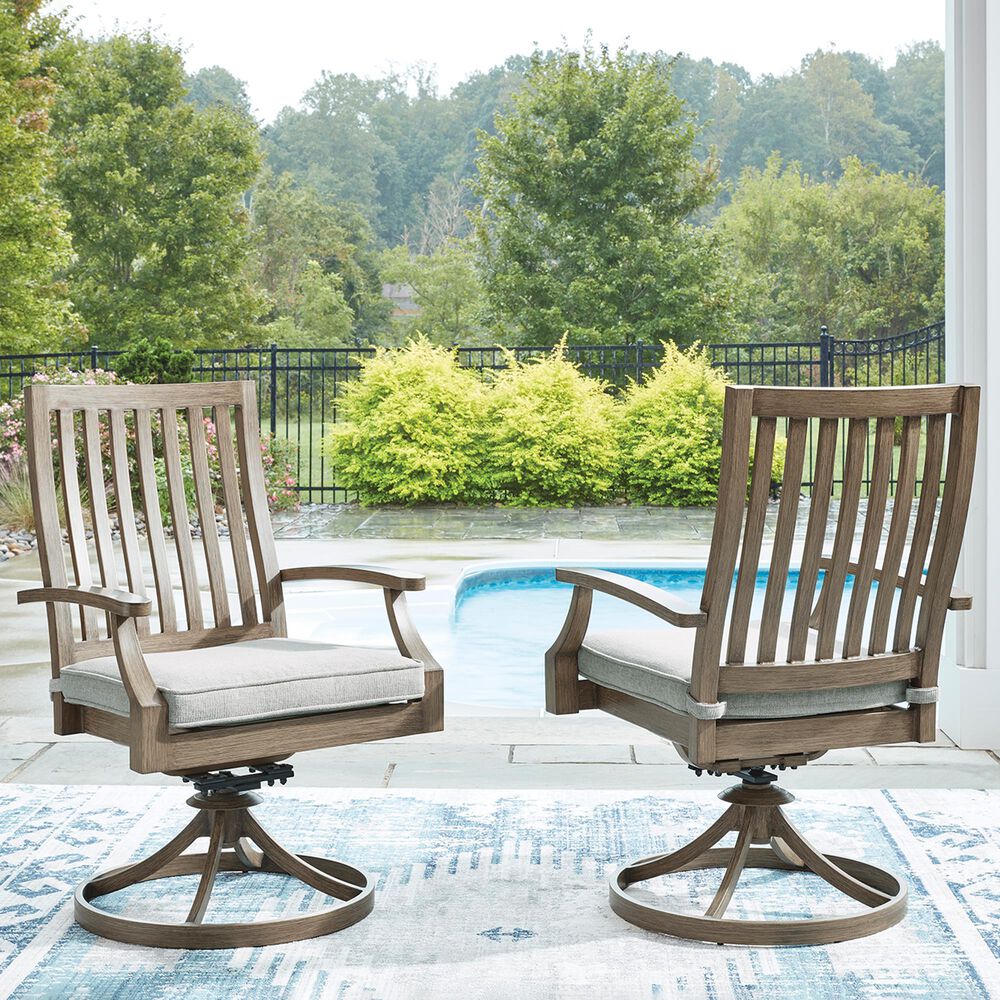 Ashley Rainier Ranch Swivel Chair in Brown &#40;Set of 2&#41;, , large