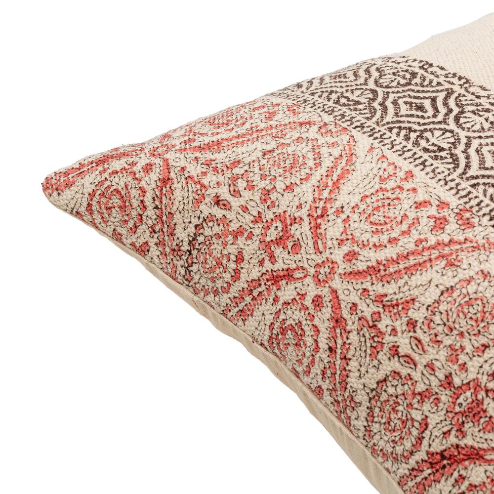 Surya Prisha 20&quot; x 20&quot; Throw Pillow in Rose, Dark Brown and Light Beige, , large
