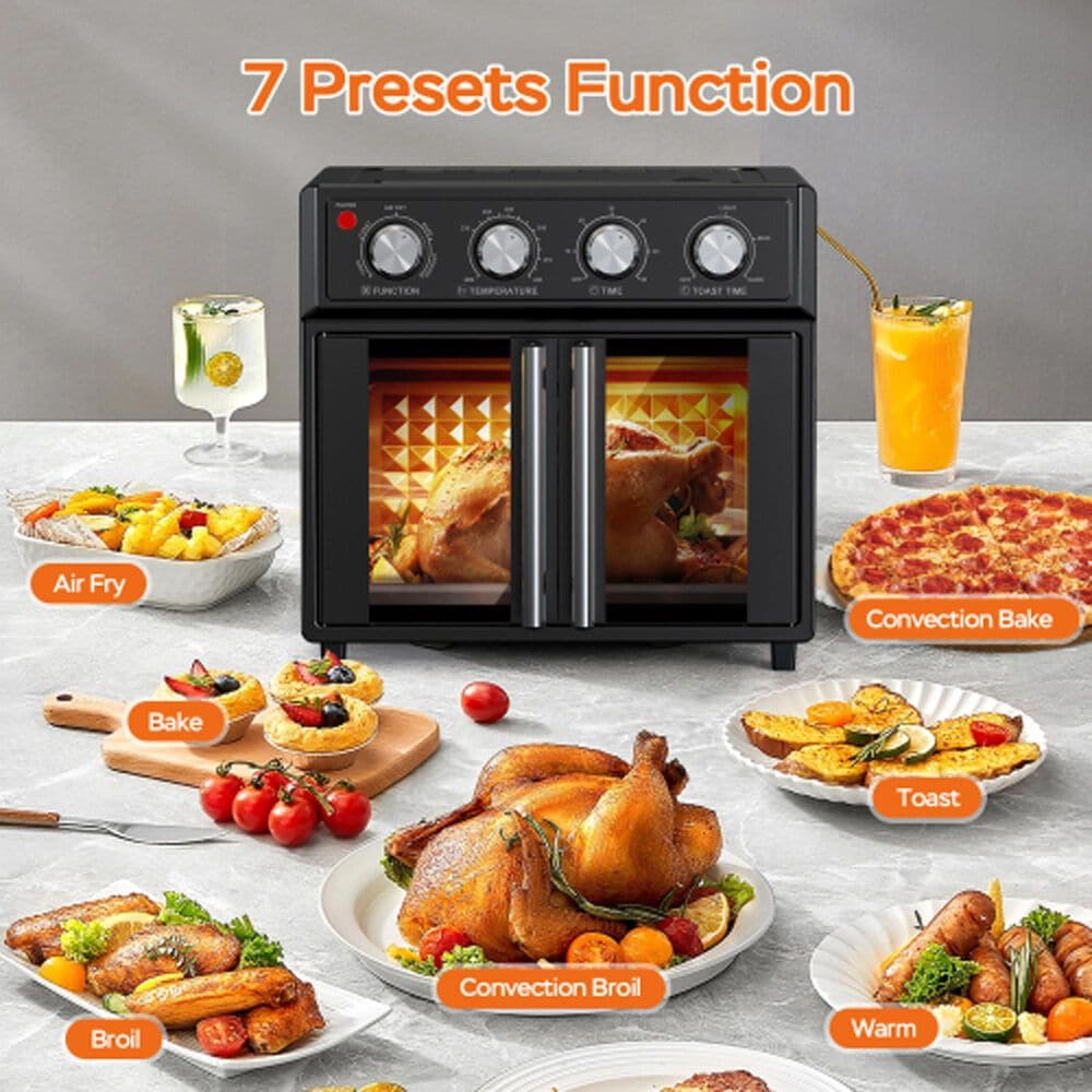 HOMLUX 26 Qt Air Fryer Toaster Oven in Black, , large