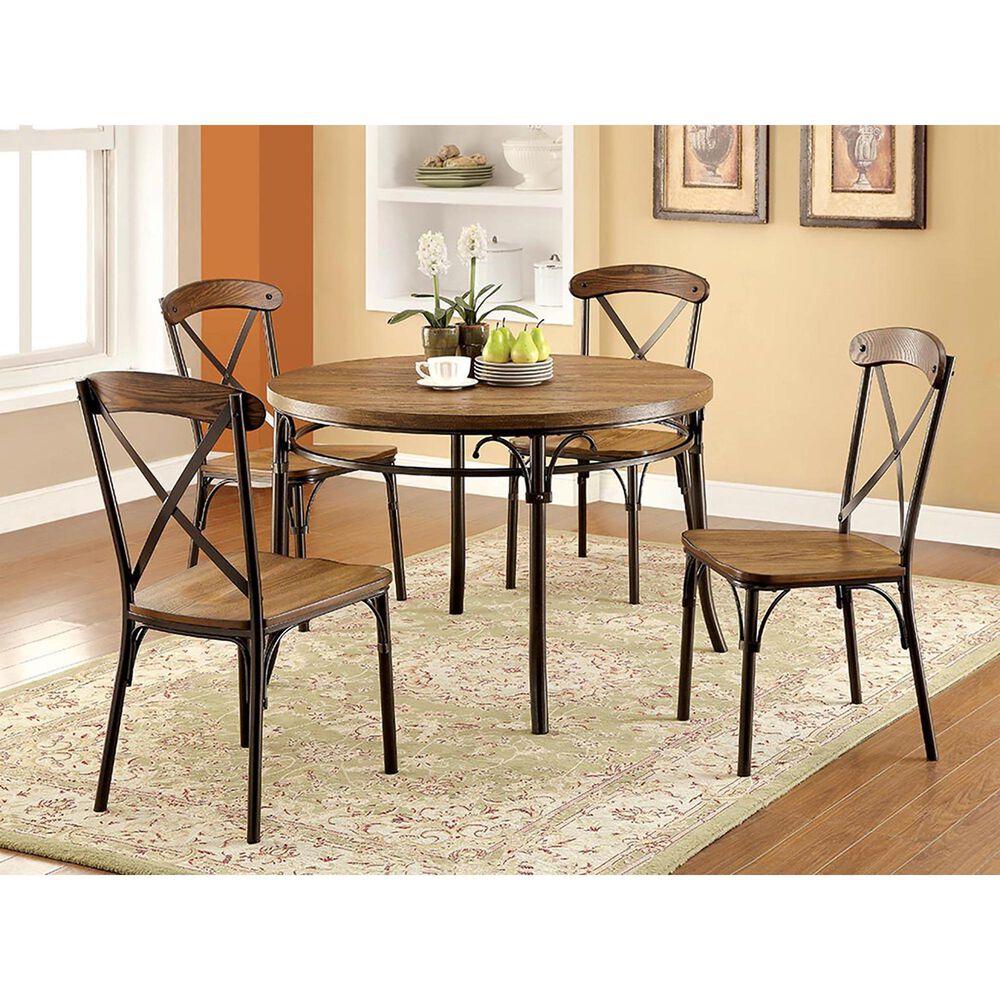 Furniture of America Alford Side Chair in Natural Elm and Bronze &#40;Set of 2&#41;, , large