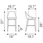 Zuo Modern Moor Counter Chair in Dark Gray/Brown, , large
