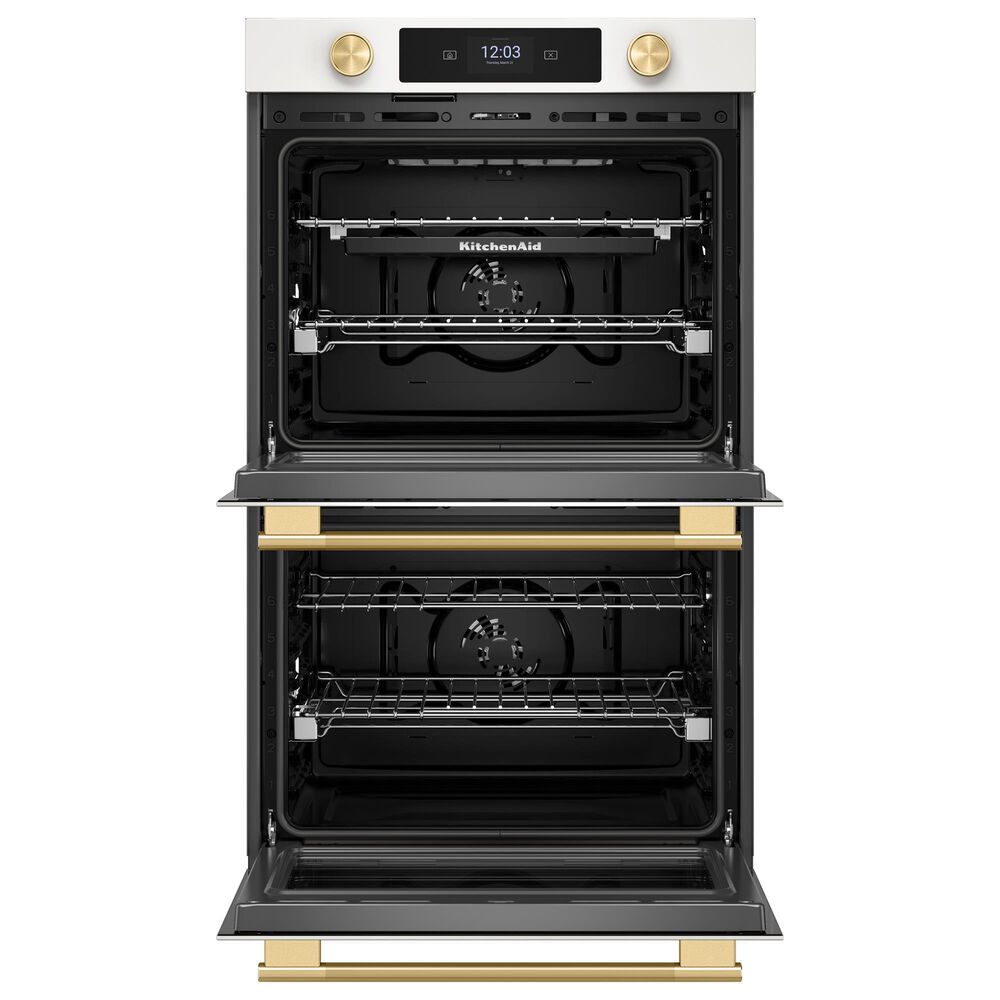 KitchenAid 30" Smart Double Wall Oven with Assisted Cook Cycles in Porcelain White, , large