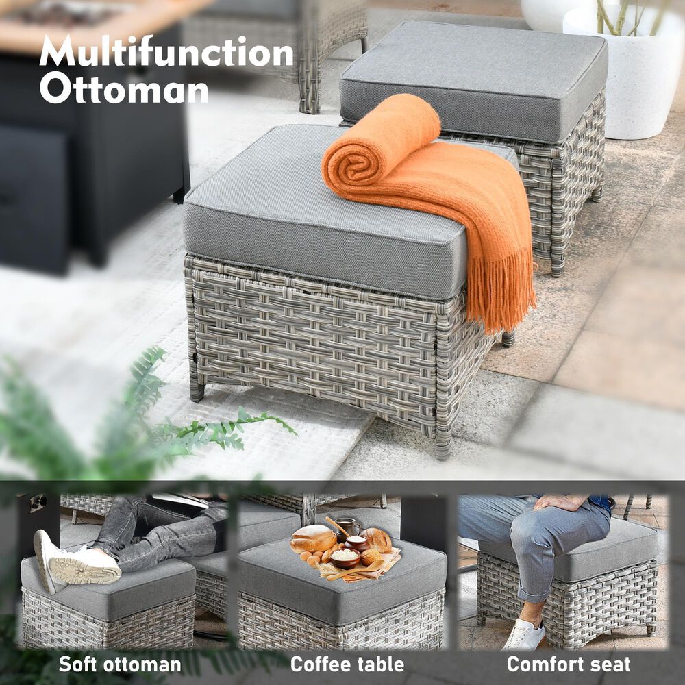 HOMLUX 6-Piece Patio Conversation Set with Coffee Table in Dark Grey, , large