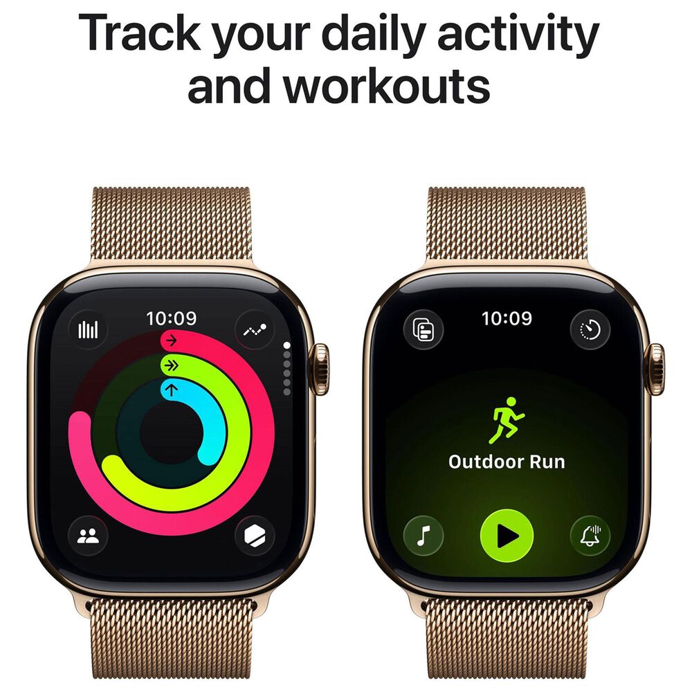 Apple Watch Series 11 (GPS+Cellular) 46mm Titanium Case with Milanese Loop - M/L in Gold and 2-Year AppleCare+, , large