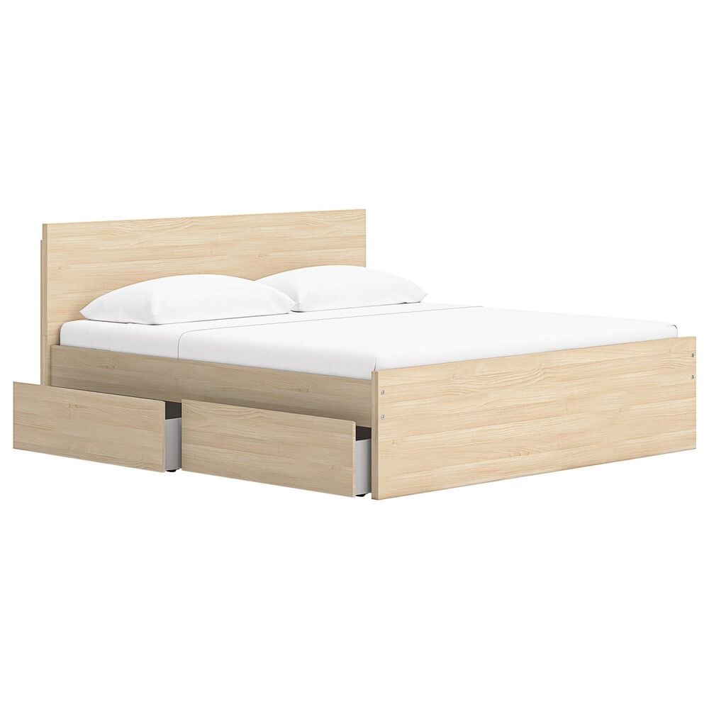 Ashley Onita King Panel Platform Bed with 1 Side Storage in Natural, , large
