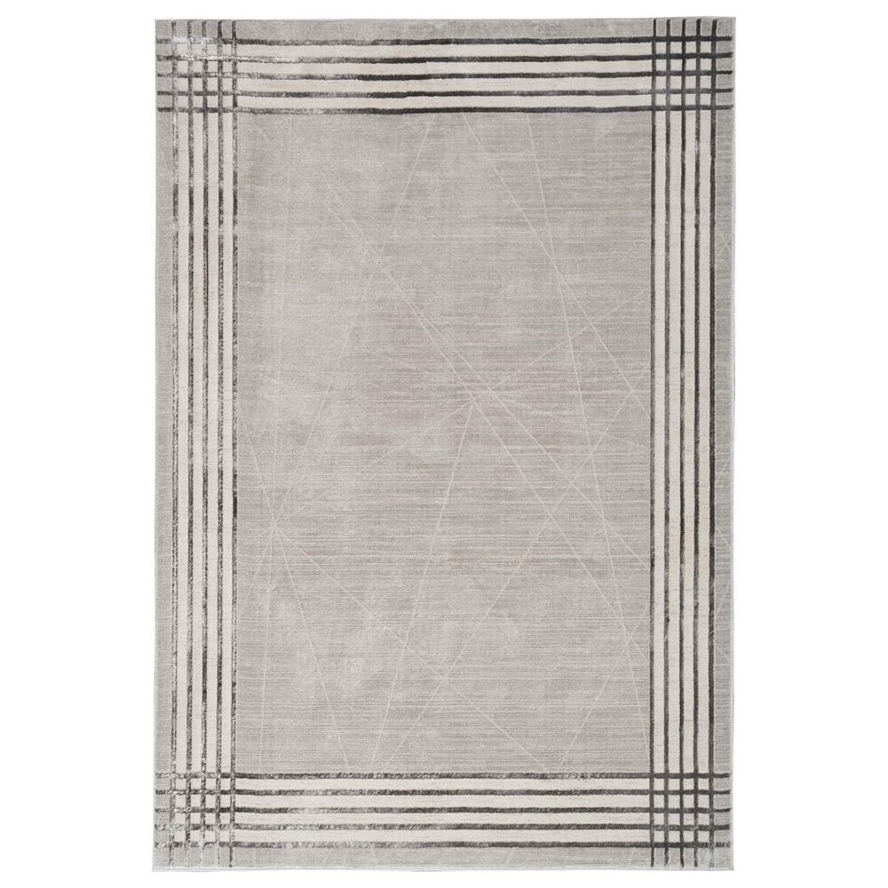 Nourison Desire Geometric 2"3" x 7"6" Grey, Silver and White Runner, , large