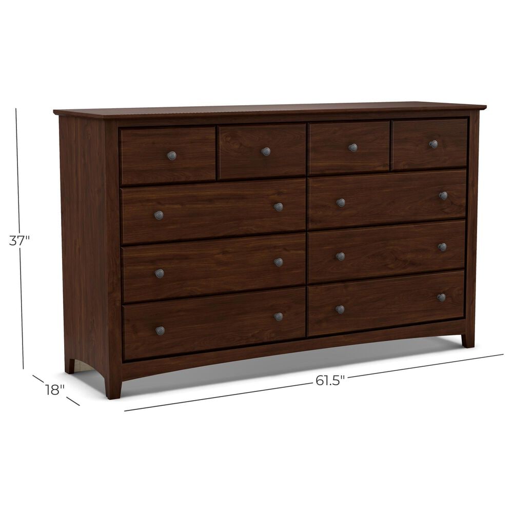 Archbold Furniture Shaker 10-Drawer Dresser in Brown Mahogany, , large