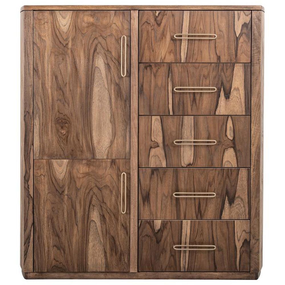 Fallridge Balam 5-Drawer Gentleman Chest in Stained Brown, , large