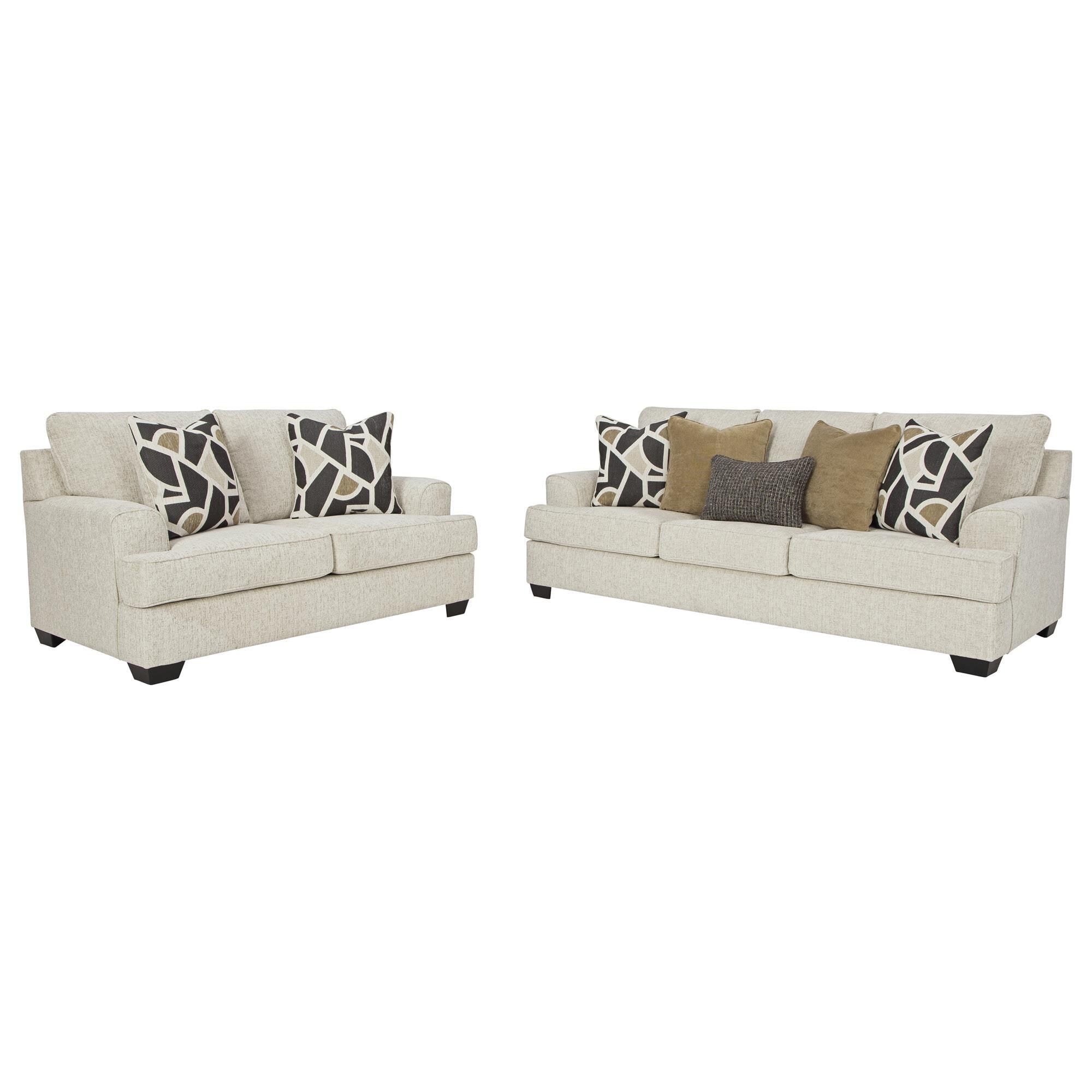Ashley Heartcort Stationary Sofa and Loveseat Set in Quartz